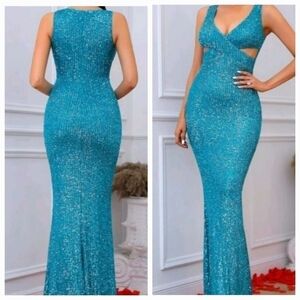 PREMIUM BRAND AND QUALITY MINT BLUE PARTY MAXI DRESS